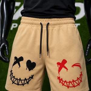 Shorts de sport décontractés pour hommes en coton épais avec logo personnalisé imprimé, coupe oversize, cordon de serrage, style streetwear - Product Image 4
