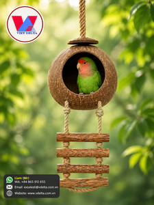 Casa para Pájaros de Cáscara de Coco Natural para Loros, Hámsteres y Ardillas |   Duradero y Ecológico Hecho a Mano |   Precio de Fábrica al por Mayor OEM - Product Image 2