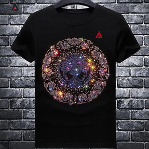 Camiseta cómoda de secado rápido para hombre con pedrería, 100% algodón, corte holgado, último diseño, precio bajo, camiseta estampada con pedrería para hombre - Product Image 1