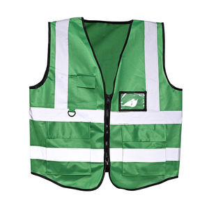 Gilet de sécurité réfléchissant vert haute visibilité, veste de travail en polyester, veste de signalisation pour travaux de construction et de voirie - Product Image 1