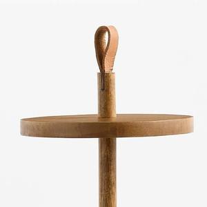 Présentoir à gâteaux rond à 3 niveaux en bois d'acacia naturel, plateau de service en bois, tour de présentation de desserts avec poignée et pieds en cuir - Product Image 4