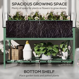 Raised Garden Bed with Legs Cover Metal Elevated <b>Planter</b> <b>Box</b> with Bottom Shelf Liner for Vegetables Green Flower Pots & <b>Planters</b> - Product Image 5