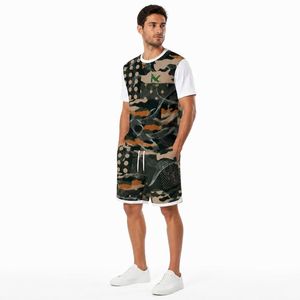 Custom <b>Men</b> <b>Camo</b> Print Quick Dry T Shirt <b>Shorts</b> Set 2 Piece Summer Sports Athletic Wear Breathable Polyester Sublimation Top - Product Image 2