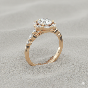 แหวนหมั้นเพชรทรงมาร์คีส์แบบหัวแหวนประดับเพชร - Product Image 3