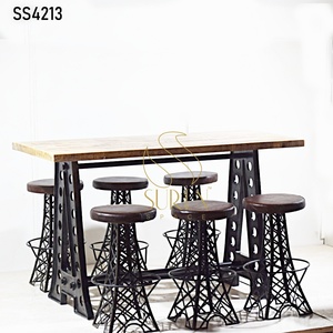 Industrial Modern Commercial Rustic Bar <b>Stool</b> Set Metal Frame Round <b>Seat</b> Counter Height Seating for Cafe Restaurant Dining Area - Product Image 1