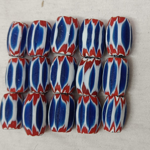 Cuentas de Vidrio Chevron Azul, Rojo y Blanco de Primera Calidad, Cuentas Sueltas Hechas a Mano con Rayas Largas para Hacer Joyas, Pulseras y Collares - Product Image 4