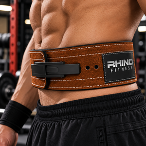 Ceinture de musculation en néoprène marron RHINO FITNESS, réglable, enveloppante, avec soutien lombaire et protection professionnelle pour adultes - Product Image 2
