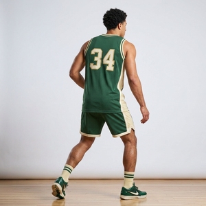 Conjunto de Camiseta y Pantalones Cortos de Baloncesto Verde, Uniforme de Equipo Personalizado con Número 34, Ropa Deportiva Transpirable de Malla, Ropa Deportiva, OEM, ODM, Venta al Por Mayor - Product Image 3