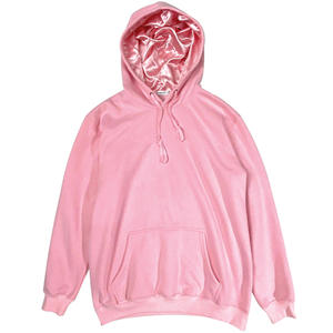 Sweat-shirt à capuche rose, couleur unie, coupe classique, tricoté en molleton, vêtement d'automne unisexe - Product Image 1