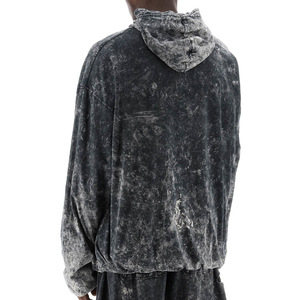 Sweat-shirts à capuche personnalisés en coton mélangé épais, effet vieilli, avec logo personnalisé, coupe oversize pour homme - Product Image 2