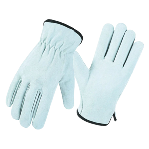 Guantes de Conducción de Cuero Vacuno Genuino Blanco Natural, Guantes de Seguridad Industriales Resistentes para Camioneros, Uso General, CE - Product Image 1