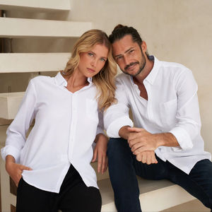 Camisa de Esmoquin Formal Unisex BEAM, Cuello Mao, 60% Algodón, 40% Tejido de Punto, Transpirable, Ecológica, 220g - Product Image 3