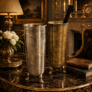Traditional Brass Decorative <b>Vases</b> with Lion Paw Feet Round Indoor Home Decor for Living Room Durable Design - Product Image 1