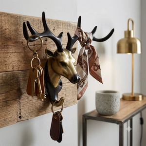 Étagère murale rustique en laiton tête de cerf, la plus vendue, robuste, en alliage de zinc, décorative, disponible à bon prix - Product Image 5