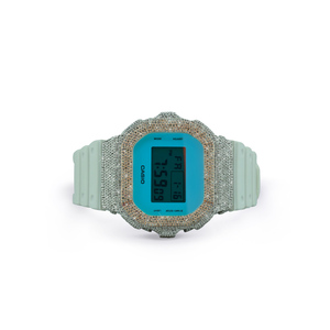 Montre G-Shock en argent avec diamants naturels pour fêtes, mariages et anniversaires - Unisexe, autres bijoux - Product Image 1