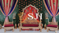 Ensemble de canapés floraux de luxe modernes et simples pour scène de mariage, décorations extérieures en plastique renforcé de fibres, Shobha Jain Impex Delhi Inde