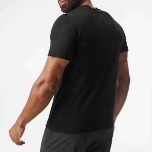 T-shirt en tricot noir pour homme, coupe slim, manches courtes, col rond, couleur unie, basique, décontracté - Product Image 5