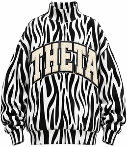 <b>Women's</b> Zebra Print Mock Neck <b>christmas</b> <b>Sweatshirt</b> full Sleeve 100% cotton Theta Letter Applique - Product Image 6