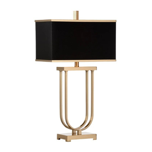 Lampe de table créative en laiton avec abat-jour rectangulaire en tissu noir pour la décoration de chambre à coucher, contrôle par interrupteur LED E26, grande taille - Product Image 1