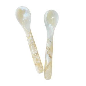 Stylish Handmade Mother of Pearl Spoon Fish Flower Long Handle <b>Mirror</b> Polish Custom Logo Engraved Tableware Storage - Product Image 1
