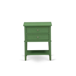 Solid <b>Wood</b> Green Bedside <b>Table</b> with Two Drawers and Open Shelf Durable Nightstand for Stylish Bedroom Storage - Product Image 1