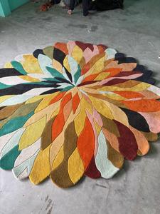 Abstract Hand Tufted Wool <b>Thin</b> Custom Area <b>Rug</b> Bohemian Style Plush Medium Pile Bedroom Dining Room Washable Polypropylene - Product Image 6