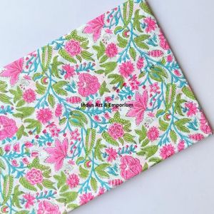 Tela de Algodón Cambray Estampada a Bloques 60x60, Tela de Algodón con Estampado Tradicional Jaipuri - Product Image 3