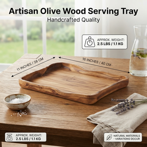 Plateau de service en bois artisanal, rustique, rectangulaire, pour nourriture, café, thé, petit-déjeuner, plateau décoratif pour la maison, le restaurant, l'hôtel, la table - Product Image 6