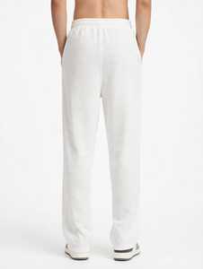 ONETEN APPAREL <b>Men's</b> <b>White</b> Corduroy Pants Elastic Waist Casual <b>Trousers</b> Letter Print Left Leg - Product Image 3