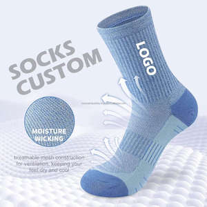 Chaussettes de sport pour hommes, personnalisées avec logo, pour le basketball, athlétiques, rembourrées, couleur unie, en coton épais. - Product Image 1