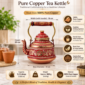Handmade Turkish Copper <b>Tea</b> Kettle Enamel Painted Copper <b>Tea</b> Pot Decorative Vintage Teapot Wooden Handle OEM Wholesale - Product Image 6
