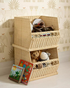Panier de rangement empilable en rotin fait main, bac organisateur en osier pour jouets d'enfants, livres, étagère de chambre d'enfant, placard, solution de rangement domestique - Product Image 2