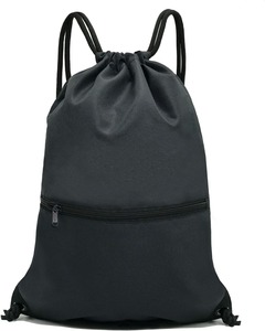 Drawstring Backpack Bag Sports Gym Sack pack Water Resistant Polyester Cinch Bag With Zipper Pocket For Yoga Travel Hiking - Product Image 1