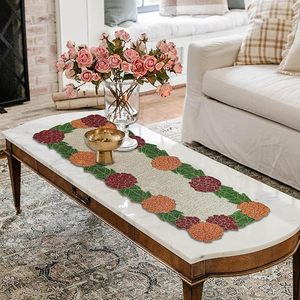 Floral Table Runner Printed Modern Home Decor Washable Beaded Pattern Multicolor Design - Product Image 4