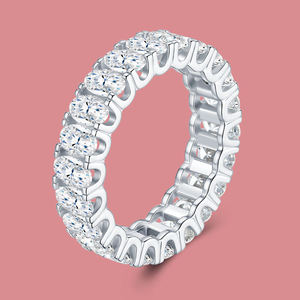 Selecciones Destacadas: Anillo de Moissanita Ovalado Dorado, Anillo de Eternidad para Boda, Joyería Fina, Anillo de Compromiso con Diamantes Completos, Anillo de Lujo para Mujer - Product Image 5