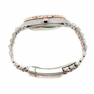 Luxury Iced Out Moissanite Quartz <b>Watch</b> Two Tone Rose Gold 40mm Sapphire Crystal Dial Diamond Bust Down Hip Hop Wristwatch - Product Image 3