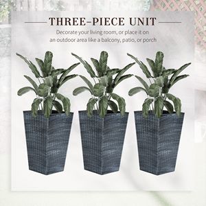 Set di 3 Vasi Alti con Foro di Drenaggio 60 cm per Esterni e Interni, Portico, Ingresso, Patio, Fioriere e Vasi per Piante - Product Image 1