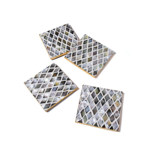 Ensemble de sous-verres carrés en nacre, sous-verres hexagonaux en mosaïque de coquillages, sous-verres écologiques en nacre naturelle, tapis de table avec logo personnalisé - Product Image 2