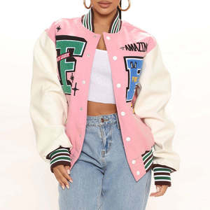 Chaquetas Varsity de Invierno de Alta Calidad al por Mayor, Chaquetas Varsity para Mujer con Mangas de Cuero y Cuerpo de Lana - Product Image 3