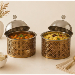 Olla de Acero Inoxidable Chapada en Oro con Tapa de Cúpula, Calentador de Alimentos Aislado para Bodas, Fiestas, Hoteles y Servicios de Catering - Product Image 2