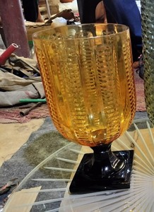 Art Deco <b>Glass</b> <b>Vase</b> With Relief Pattern Tabletop Decor - Product Image 6