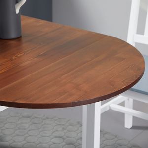55\" Solid Wood <b>Folding</b> Dining <b>Table</b> Drop Leaf Design for Small Spaces Brown Color <b>Kitchen</b> <b>Table</b> - Product Image 3