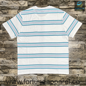 เสื้อยืดคอกลมแขนสั้นลายทางสีขาวสำหรับผู้ชาย ยี่ห้อ Fortune Apparel ผ้าฝ้ายถัก ระบายอากาศได้ดี ทรงปกติ - Product Image 5
