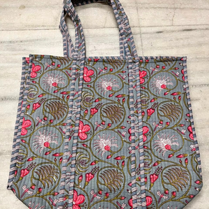 Color <b>Shoulder</b> <b>Strap</b> Hand Carry Women's Travel Handmade 100% Cotton Floral Handblock Printed Tote <b>Bag</b> For Women Gift Her - Product Image 1