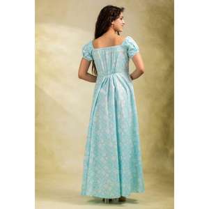 เดรสยาวผ้าฝ้ายพิมพ์ลายบล็อกทำมือ ดีไซน์เนอร์, เดรสแม็กซี่สไตล์โบโฮสำหรับผู้หญิง, เหมาะสำหรับใส่ไปเที่ยวทะเลและงานเทศกาลในช่วงฤดูร้อน - Product Image 5