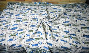 ผ้าห่มพิมพ์ลายปลา ทำมือ 100% ผ้าฝ้าย เป็นมิตรกับสิ่งแวดล้อม ทันสมัย ใช้ได้ทุกฤดู สำหรับโซฟาและห้องนั่งเล่น ตกแต่งบ้าน - Product Image 4