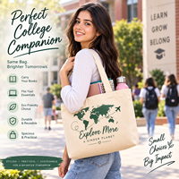 Bolsa de Lona con Estampado Personalizado del Mapa del Mundo para Viajes, Compras y Uso Diario