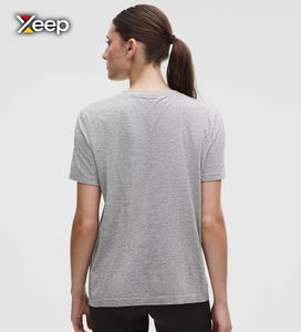 Camiseta Deportiva Ligera Informal para Mujer XEEP, Personalizable, Corte Holgado, Manga Corta, Transpirable, Cuello en V, con Letras, Poliéster/Algodón - Product Image 2