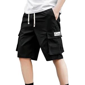 Short en jean baggy hip hop streetwear pour hommes avec plusieurs poches Short cargo en coton à motifs solides pour hommes - Product Image 1