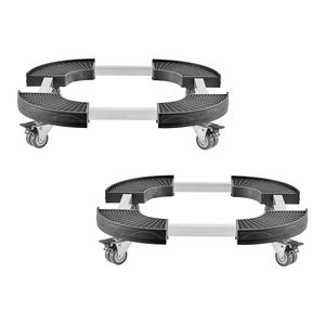 Carrello per Bidoni con Capacità di Carico 200 kg, 4 Ruote Bloccabili, 2 Pezzi, Base Regolabile 15-22.8 Pollici, Categoria Prodotto: Carrelli - Product Image 4